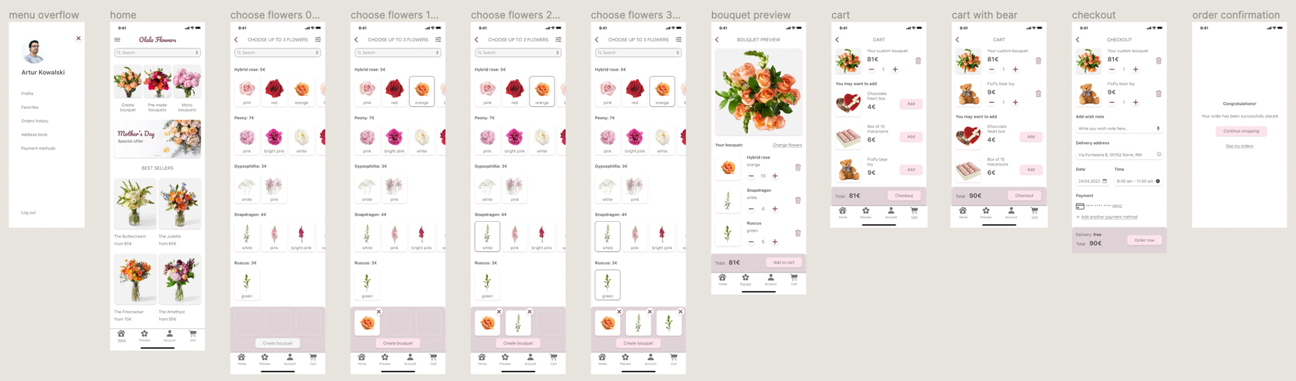 bouquet app all mockups